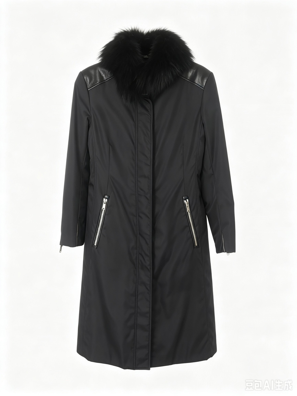 Prada Black Fur Collar Long Coat